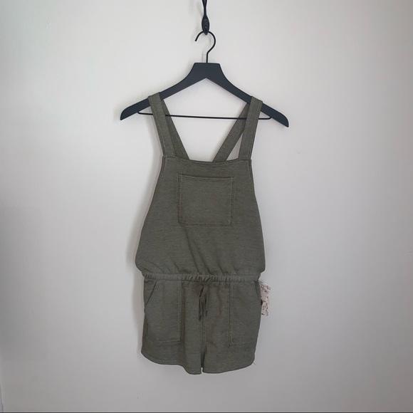 NWT PINK ROSE Olive Green Overall Sleeveless Romper Small - Picture 2 of 14